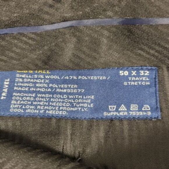 Stafford Big & Tall Black Trousers Slacks Travel Stretch Flat Front Men's New 50 - Picture 5 of 9